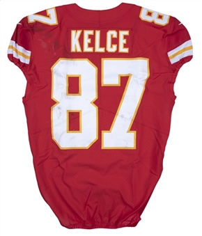 2017-2019 Travis Kelce Game Used Kansas City Chiefs Home Jersey Photo Matched To AFC Championship Game On 1/20/2019 (Resolution Photomatching)